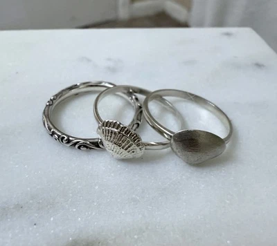 Sterling Silver Seashell Rings And Pandora Ring - Image 1 of 3