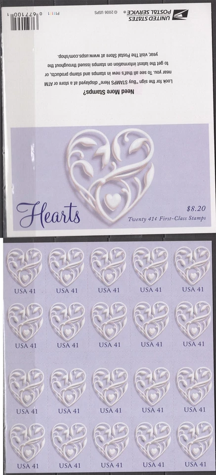 SC# 4151a - 2007 41¢ - "L O V E" - Silver Hearts - Convertible Pane of 20 - Image 1 of 1