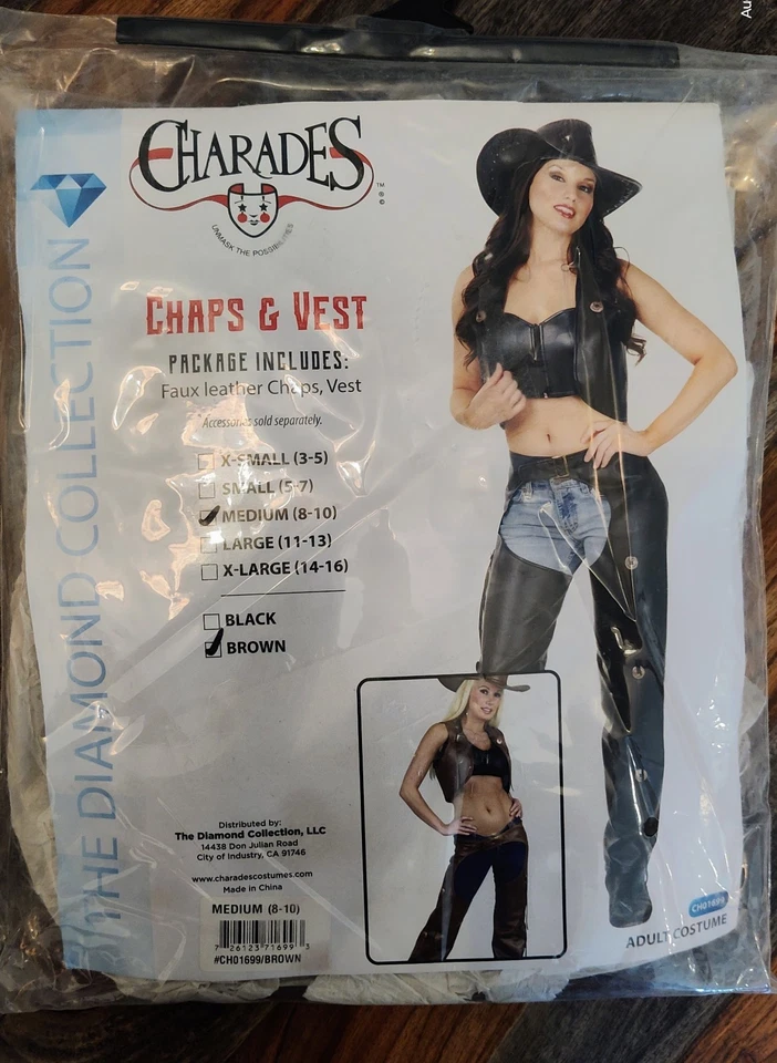 Chaps & Vest Set Cowgirl Sheriff Custom Size M Brand New in Original packaging. - Image 1 of 3