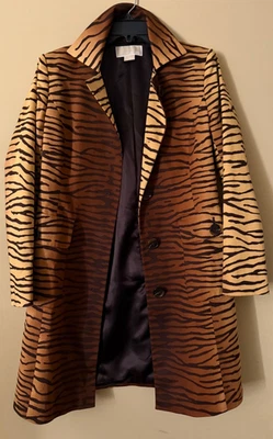 Chaqueta Michael Kors Tigre Dorado Marrón Estampado Animal Algodón Botón Bolsillo M Foto 1 de 4