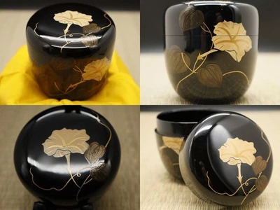 Carrito de té de madera lacado japonés Natsume - Yugao (Gloria nocturna) Maki-e (N19) Foto 1 de 4