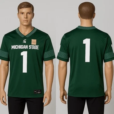 Nike Michigan State Spartans #1 Jersey Men's L Green Dri-Fit College Football - Image 1 of 4