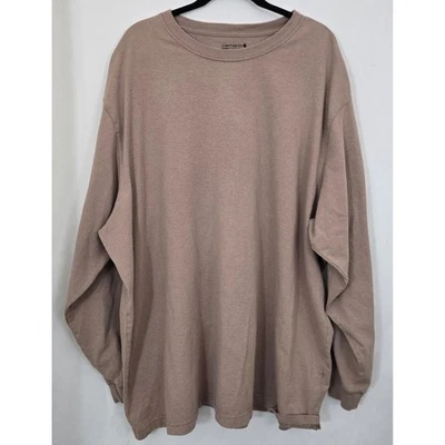 Carhartt K231 Loose Fit Long Sleeve T-Shirt 3XL Logo Sleeve Tan Workwear - Image 1 of 4