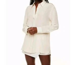 Babaton Womens XS Academy Silk Blouse  Button Up Minimalist Sleek Office Classic - Picture 1 of 17