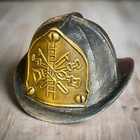Fire Helmet Cast Iron Bottle Opener With Zinc Embossed Plate