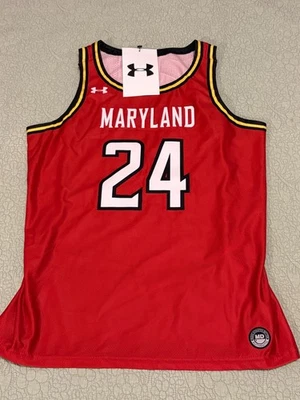 安德玛马里兰州 Terrapins 复古 II 篮球球衣 UK039JW 女式 M 全新带标签 — 第 1/4 张图片