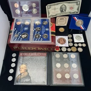 Junk Drawer Estate Sale Coin Lot PROOF SET Barber Quarter NICKEL SET Red Seal $2 - Picture 1 of 16