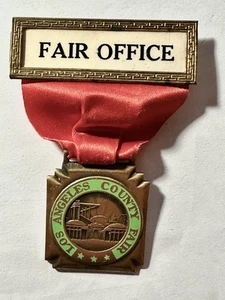 Vintage 1920's LOS ANGELES County Fair, County FAIR OFFICE Brass Ribbon Pin - Picture 1 of 5