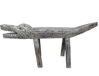 Bench Hand Carved Florida Gator Alligator Crocodile Primitive Wood Chair Statue - Image 1 of 4