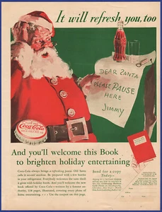 Original 1932 COCA-COLA Cola Soda Pop Weihnachten Haddon Sundblom Weihnachtsmann Druck Anzeige - Bild 1 von 1