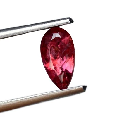 Certified 0.85ct Natural Untreated Orangish Red Ruby Madagascar Pear 8x4.3 mm - Image 1 of 4