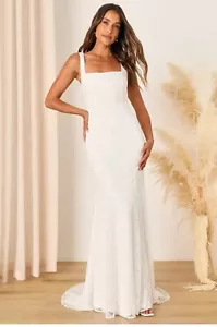 Eternal Happiness White Lace Square Neck Mermaid Maxi Dress XL - Picture 1 of 4