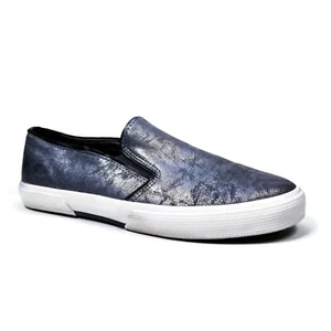 Kenneth Cole Reaction Salt N Pep Silver Metallic Faux Leather Loafers Womens 9 M - Picture 1 of 8