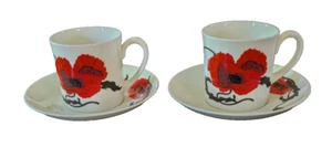 Pair of Susie Cooper Designs Cups and Saucers Cornpoppy - Foto 1 di 8