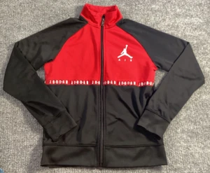 Air Jordan Jacket Boys Medium Red Black Spell Out Zip Color Block - Picture 1 of 4