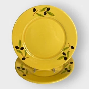 Varages 3 Olive Branch Dinner Plates | 10.5 in | Yellow | France | Set of 2 - Picture 1 of 8