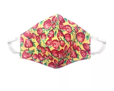Fabric Face Mask Cotton Reusable Washable Kid Teen US Handmade Strawberry Fields - Image 1 of 2