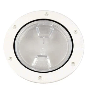 Beckson 4" Clear Center Screw-Out Deck Plate - White rim - Bild 1 von 1