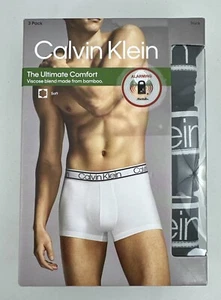 Men's Med Calvin Klein Trunk 3-Pack Black The Ultimate Comfort Viscose & Cotton - Picture 1 of 8