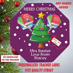 Personalised School Teacher Chocolate LABEL ONLY fits Quality Street Christmas - Picture 1 of 4