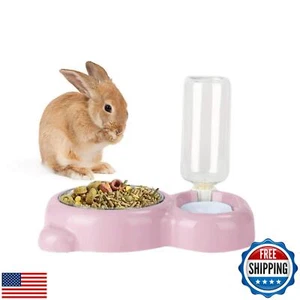Rabbit Double Bowls Bunny Automatic Water Dispenser Detachable Stainless Stee - Picture 1 of 5