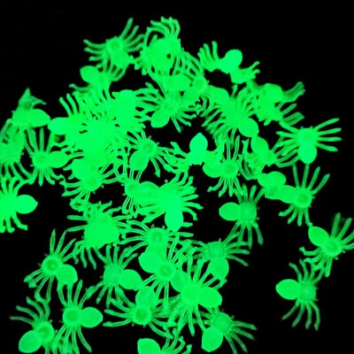 50Pcs Mini Luminous Spiders Scary Halloween Props  Glow In The Dark Spiders - Image 1 of 4