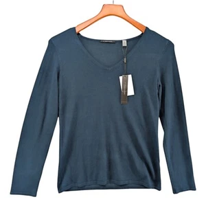 T Tahari Knit Top Womens Dark Teal Long Sleeve V Neck Pullover Size S - Picture 1 of 8