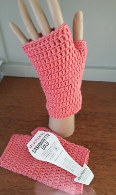 Дамы ручной работы крючком перчатки без пальцев наручные грелки кашемир и Марино смесь - Изображение 1 из 4