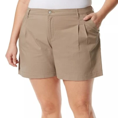 Gloria Vanderbilt Womens Brown High Rise Pockets Chino Shorts Plus Sz 22W New - Imagem 1 de 4