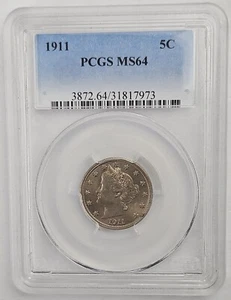 1911 Liberty Head V Nickel 5c PCGS MS 64 - Picture 1 of 4