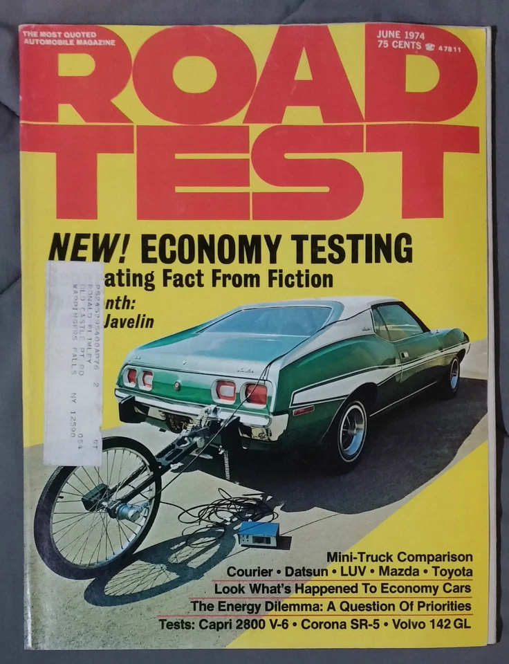 ROAD TEST CAR MAGAZINE 1974 JUNE AMC JAVELIN DATSUN MAZDA TOYOTA TRUCK LUV Foto 1 de 1