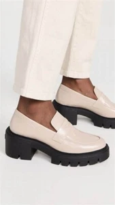 Stuart Weitzman Soho Lug Sole Chunky Heel Leather Loafers Size 9 39.5 - Picture 1 of 12