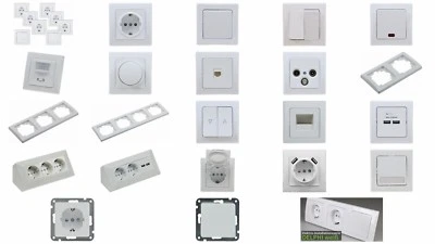 CHILITEC Steckdose, Lichtschalter, Dimmer, Ladedose, RJ45, Taster.. DELPHI weiß glänzend