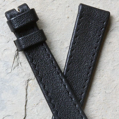 Pulseira de relógio de couro preta vintage 13 mm Universal Geneve NOS anos 1960/70 - Imagem 1 de 3