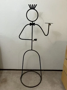 Vintage Rebar Iron Decor Folk Art Butler Waiter Stick Man Person Hand Welded 4’ - Picture 1 of 12