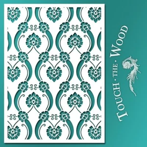 Shabby Chic STENCIL: Vintage Floral Art Nouveau Wallpaper (Furniture Print) #094 - Picture 1 of 7