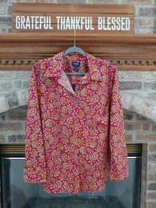 Chaps Women's Plus Sz. 1X Red, Yellow, White/Black Floral No-Iron Shirt NWT - Picture 1 of 10