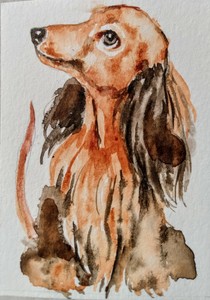 水彩画狗艺术绘画 Ebay