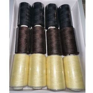 Hair Extension Weave Weft Thread Pack Mixed Colours x 12 + 10 FREE C Needles
