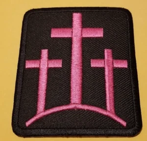 The Father, Son & The Holy Ghost crosses Embroidered Patch approx 2.5x3" pink - Picture 1 of 2