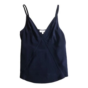 Camiseta sin mangas Habitual 100 % seda para mujer extra pequeña azul marino cuello en V - Imagen 1 de 6