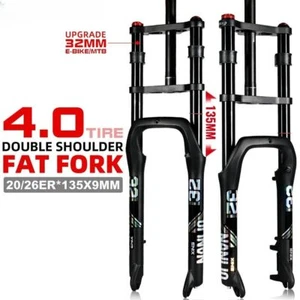 E-bike Bike Air Supension Fork Double Shoulder 20*4.0/26*4.0 inch MTB Front Fork - Picture 1 of 10