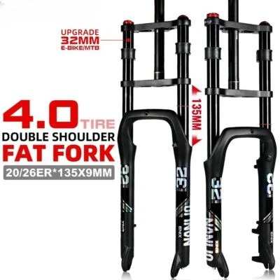 E-bike Bike Air Supension Fork Double Shoulder 20*4.0/26*4.0 inch MTB Front Fork - Image 1 of 4