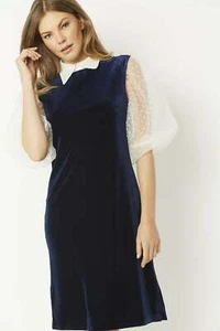 JAYLEY Navy Velvet Dress - Picture 1 of 8