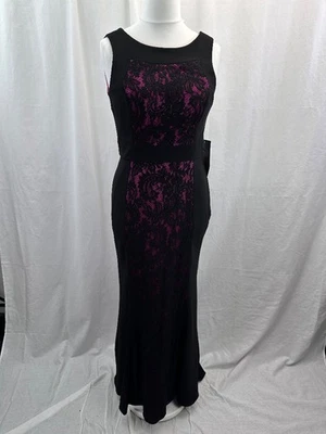 JS Collections Black Dress Floor Length Lace Panel Evening Dress Size 12 BNWT - Image 1 of 4