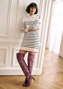La Maille Sezane Damen Strickkleid Pullover weiß/marine Baumwolle Größe M - Bild 1 von 12