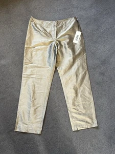 Vintage Jobis gold silk satin trousers size 16 new - Picture 1 of 8
