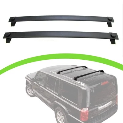 Черные поперечные дуги подходят для багажника на крышу Jeep Commander 2006-2010 годов выпуска - Изображение 1 из 4