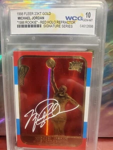 1998 Fleer Michael Jordan RC 23KT GOLD 1986 RED HOLO REFRACTOR Graded WCG 10 - Picture 1 of 4