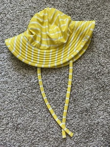 Hanna Andersson SMALL Girl Boy Child Yellow Stripped Sun Hat Chin Strap - Picture 1 of 4